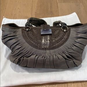 DIOR Plisse calfskin gray jewel hobo handbag. RARE!